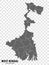 Blank map State West Bengal of India. High quality map West Bengal with municipalities