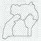 Blank map of Uganda. High quality map Republic of Uganda with provinces on transparent background for your web site design, app, U