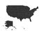 Blank map of United States of America - USA. Simplified dark grey silhouette vector map on white background