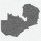 Blank map  of Zambia. Districts of Zambia map. High detailed vector map  Republic of Zambia on transparent background for your web