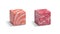 Blank meat and fish cube mockup, looped rotation
