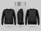 Blank men`s black sweatshirt in front, back and side views. Realistic female clothes for sport and urban style