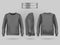 Blank men`s gray sweatshirt in front, back and side views. Realistic female clothes for sport and urban style