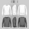 Blank men`s white and gray sweatshirt in front, back and side views. Realistic male clothes for sport and urban style