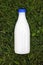 blank milk bottle on the grass