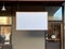 Blank mock up sign at coffee shop cafe, advertising board. Generative AI