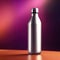 Blank mockup of aluminum water bottle, metal liquid container