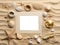 blank mockup background shell fragments coral beach.generative ai