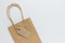 Blank mockup kraft paper present shopping bag on white background