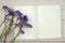 Blank Mockup Open Notebook Paper and Flower. template for input