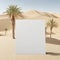 Blank mockup of poster billboard on an oasis of palm trees and a desert of sand AI generation