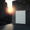 Blank mockup of poster billboard on the sun setting over a rocky cliff AI generation