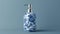 Blank mockup of a traditional ceramic soap dispenser with a delicate floral pattern in shades of blue.