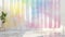 Blank mockup of a watercolorinspired shower curtain with a dreamy pastel rainbow design.