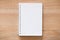 Blank notebook journal open on a desk