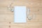 blank notebook with lightbulb and crumbled paper on wooden table, Top view and copy space. Idea, Creative, Innovation, Solution, S
