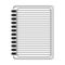 Blank notepad open symbol isolated in black and white