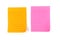 Blank orange and pink post note paper sticker with line on white