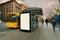 Blank outdoor advertising bus shelter