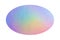 Blank oval shape adhesive holographic foil sticker label isolated on white background