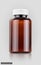 Blank packaging brown plastic bottle for supplement or vitamin products