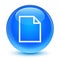 Blank page icon glassy cyan blue round button