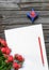 Blank paper with gift boxes and pencil