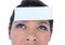 Blank paper note on a woman forehead