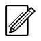 Blank paper and a pencil vector icon. Black and white illustration of note pad and pen. Outline linear icon.