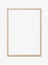 Blank picture frame mockup on white wall, vertical artwork template. Single oak wood frame mock-up