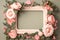 Blank Picture Frame surround by a Floral frame of English Roses. Space for Copy . Generative AI