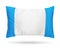 Blank pillow isolated on white background. Blue cushion in polka dots pattern concept. Clipping paths object