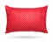 Blank pillow isolated on white background. Red cushion in polka dots pattern concept. Clipping paths object