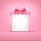 Blank pink gift box with beautiful bow