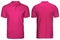 Blank pink polo shirt, front and back view, isolated white background. Design polo shirt, template and mockup for print.