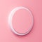 Blank pink round signage or push button on light pink pastel color wall background with shadow minimal concept