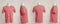 Blank pink tshirt template  from four sides  natural shapes on mannequins