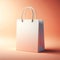 Blank plain shopping bag against neutral orange pink background