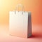 Blank plain shopping bag against neutral orange pink background