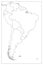 Blank political map of South America. Simple flat vector outline map