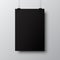 Blank posters hanging with shadows. Hanging black paper on binders. A4 paper page, mockup, sheet on wall - vector