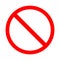 Blank prohibiting sign is a red crossed circle.