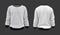 Blank puffer sweatshirt mock up in front, and back views, isolated on white