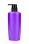 Blank purple plastic pump bottle used for shampoo