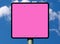 Blank purple square traffic and road sign raster image on aluminum pole