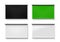 Blank realistic set of portable projection screen. The black, green, white, transparent. Vector illustration. Isolated on white