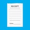 Blank receipt,isolated on blue background,