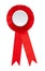 Blank red award winning ribbon rosette isolated