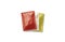 Blank red, beige and yellow sachet packet stack mockup set
