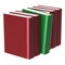 Blank red books row one green selected take answer icon